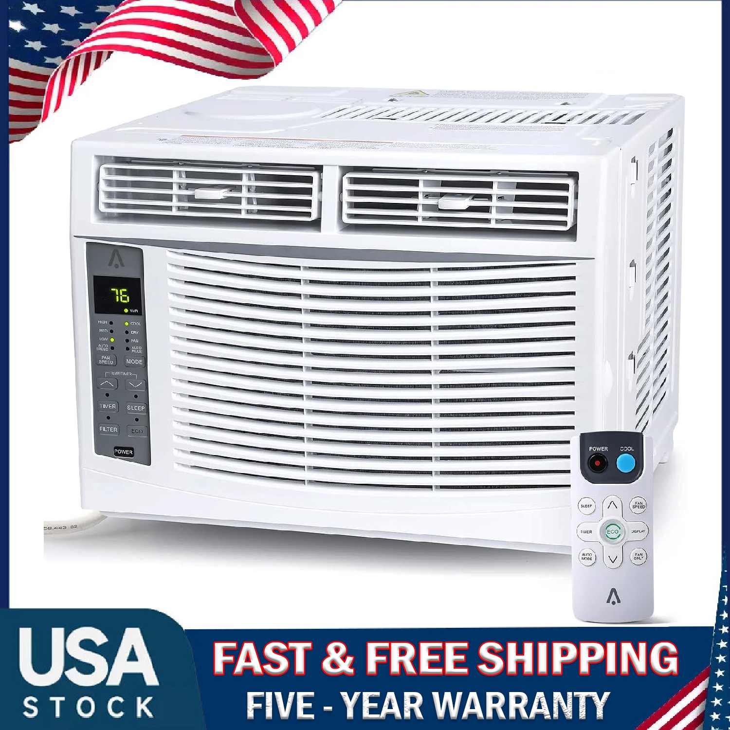 6000 BTU Window Air Conditioner ,Home Quiet Smart AC ,WiFi Enabled 115V w/Remote