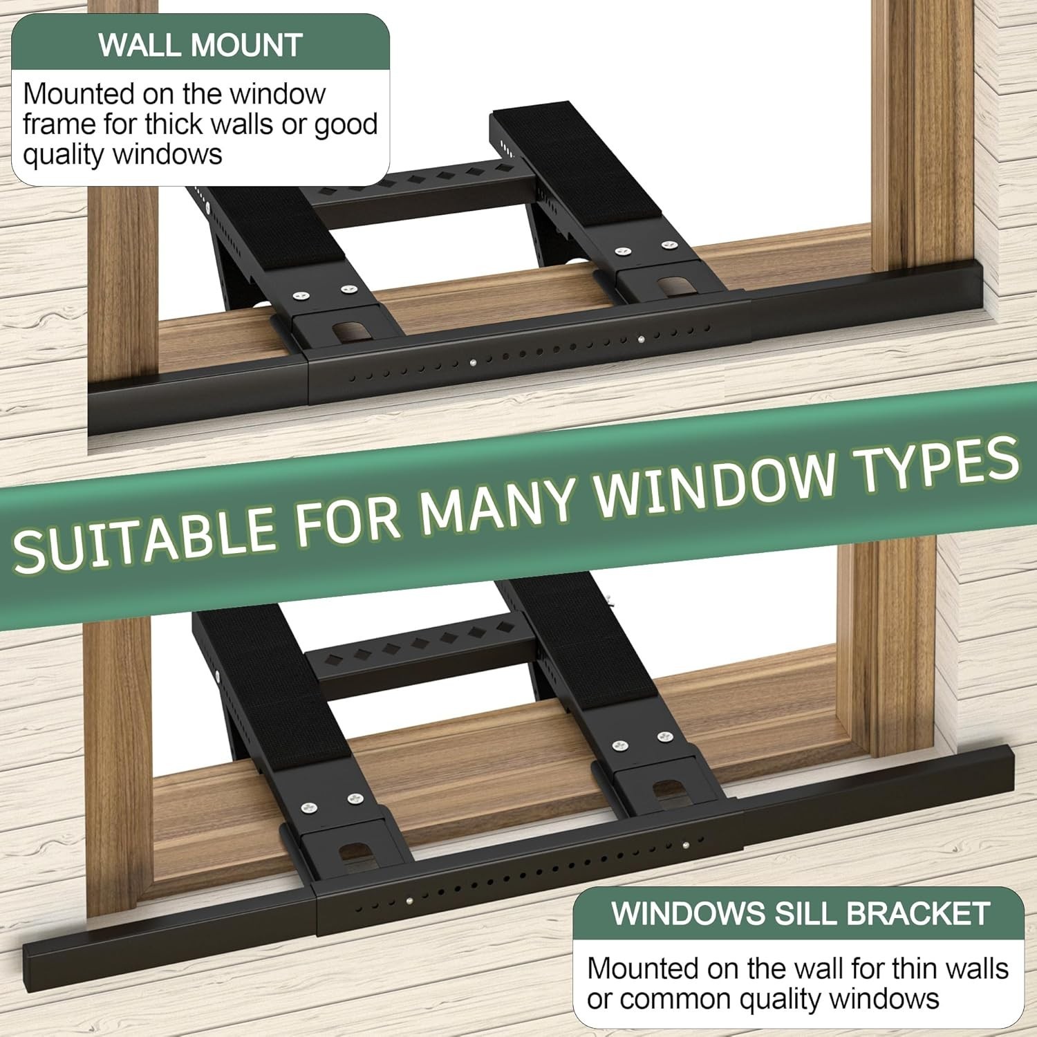 Robust No-Drill AC Support Bracket for Single/Double-Hung Windows, Easy Install