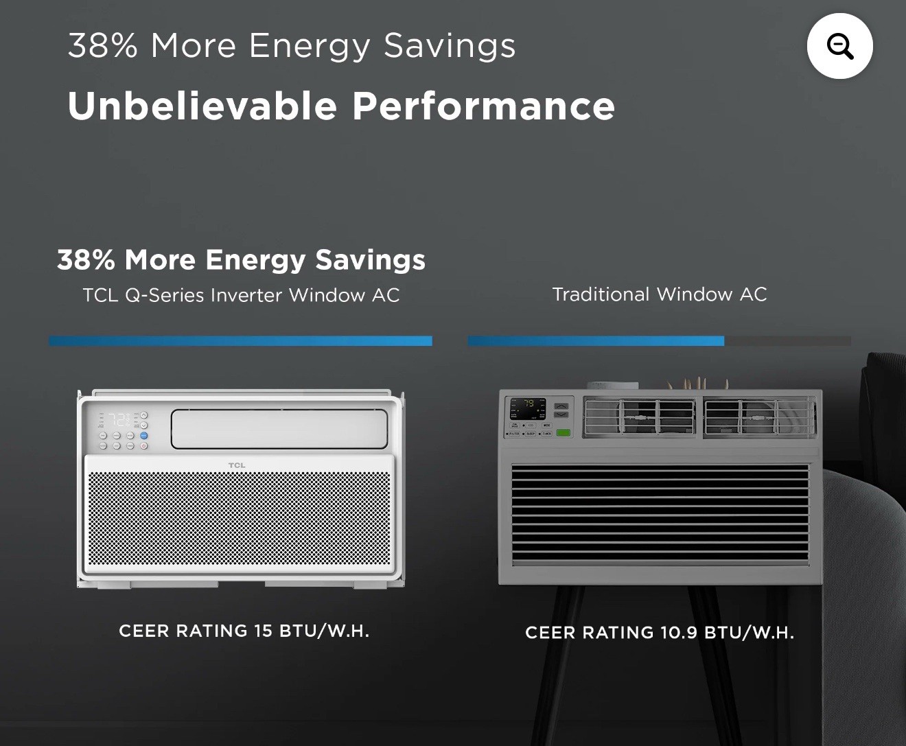 TCL H10W4MW 10000 BTU Q-Series Smart Inverter Window AC, Ultra-Quiet, 38% Energy