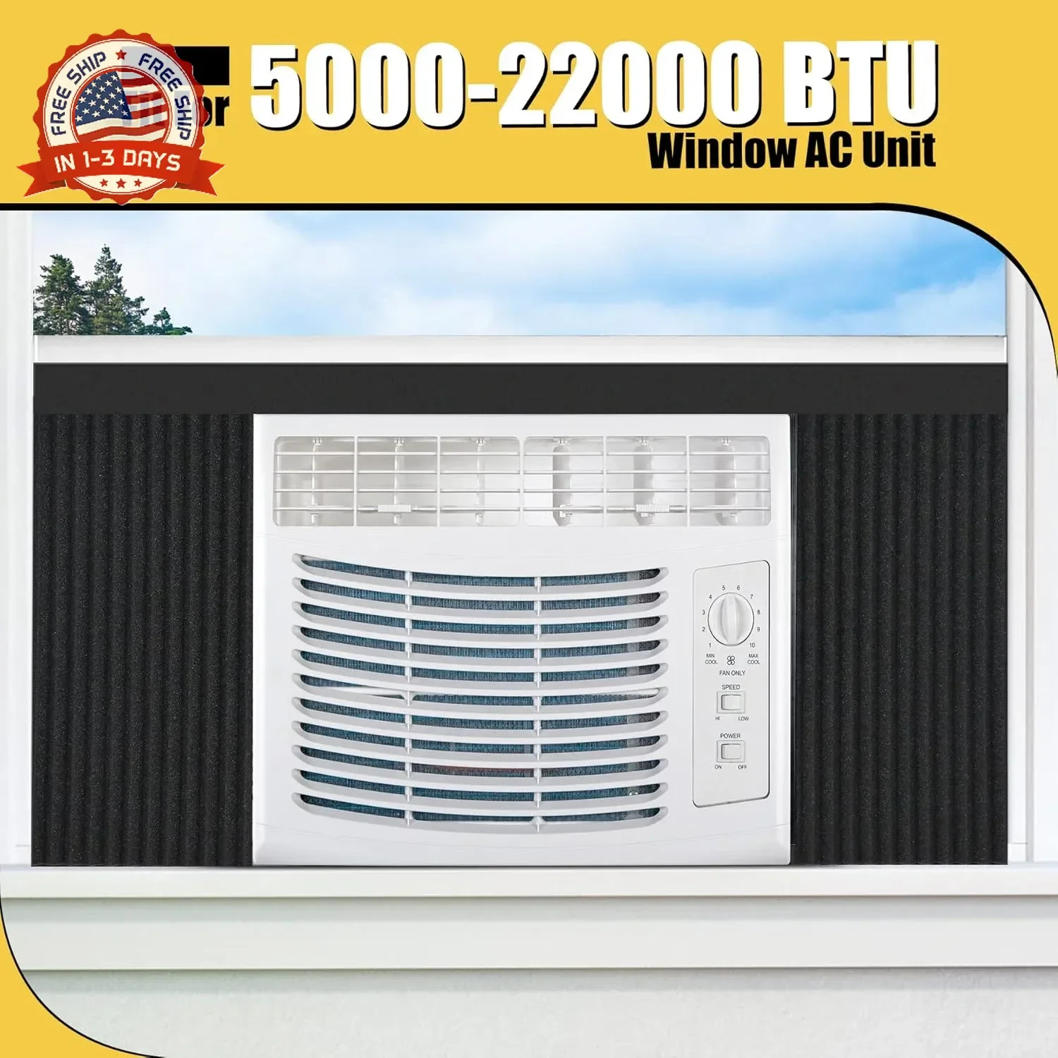 Window Air Conditioner Foam Insulated Panels, 17″ H x 9″ W x 7/8″ T Window AC Si