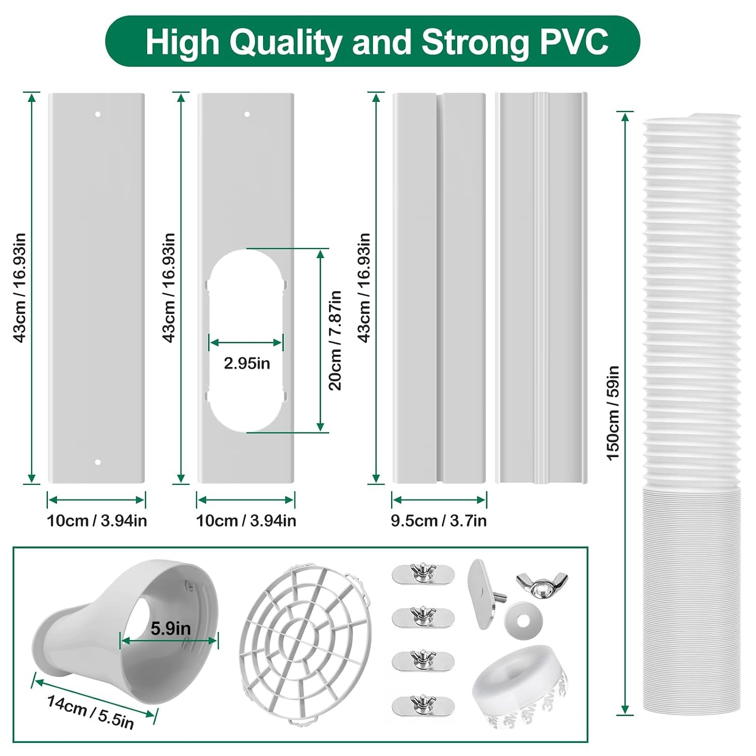 Portable Air Conditioner Window Kit 5.9Inch Exhaust Hose Upgrade Window AC Kit
