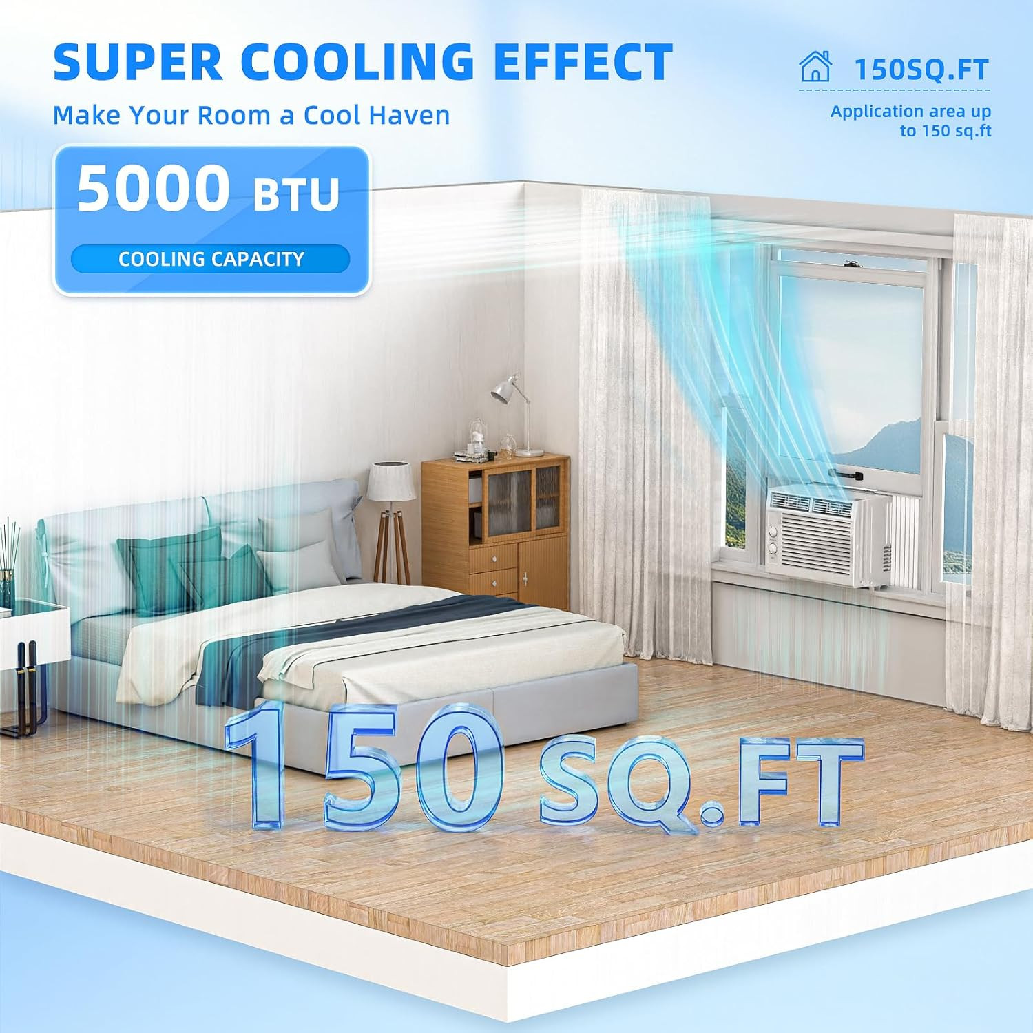 5,000 BTU Small Window Air Conditioner Unit Cool up to 150 Sq.Ft, Window AC Unit