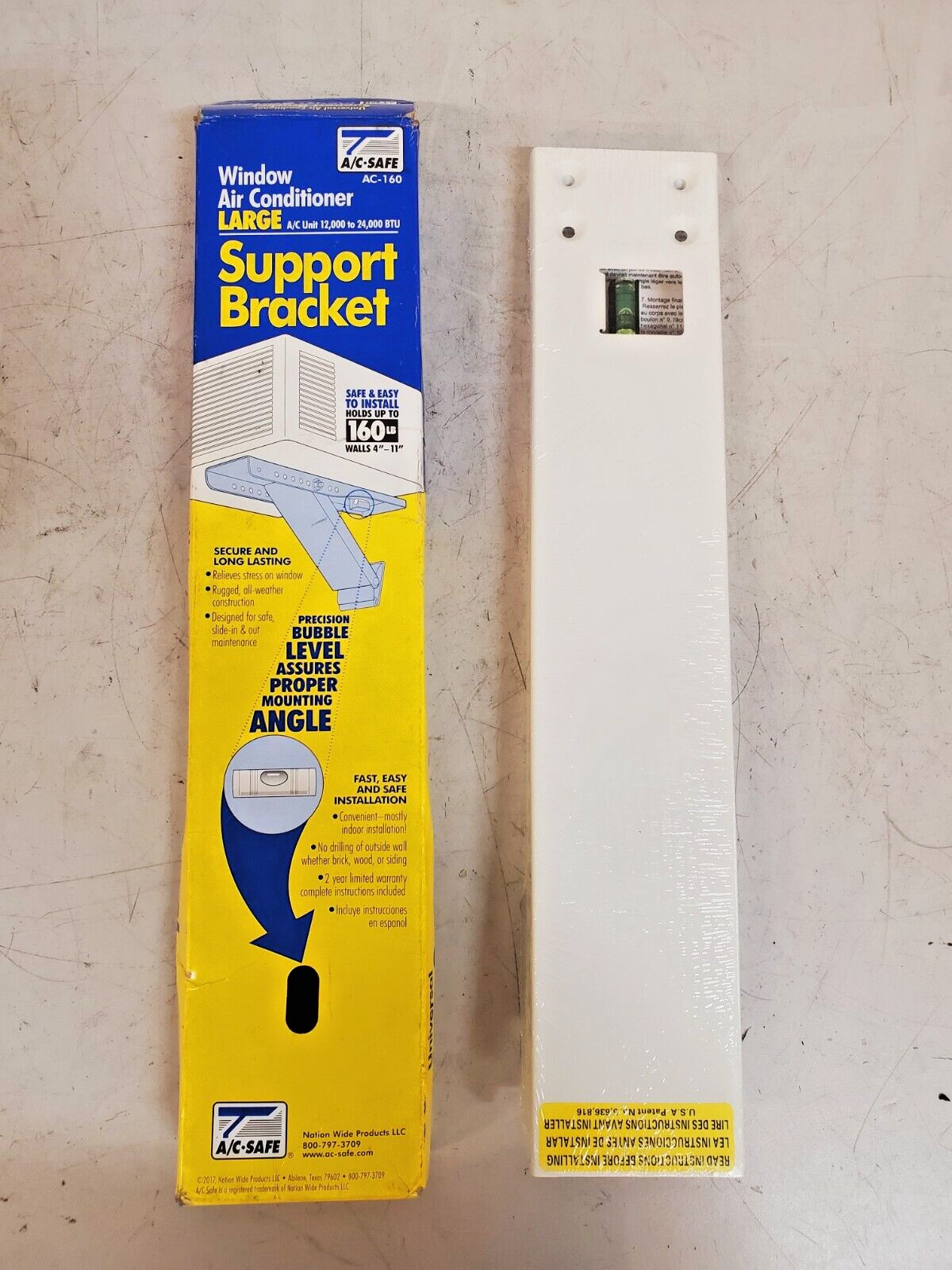 A/C Safe Support Bracket for Window Air Conditioner AC-160 | 160Lb | Walls 4-11″
