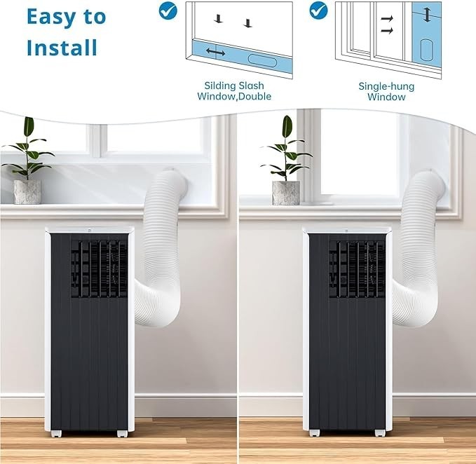 8000 BTU Portable Air Conditioner 350 Sq Ft w/ Dehumidifier & Fan & Window Kit