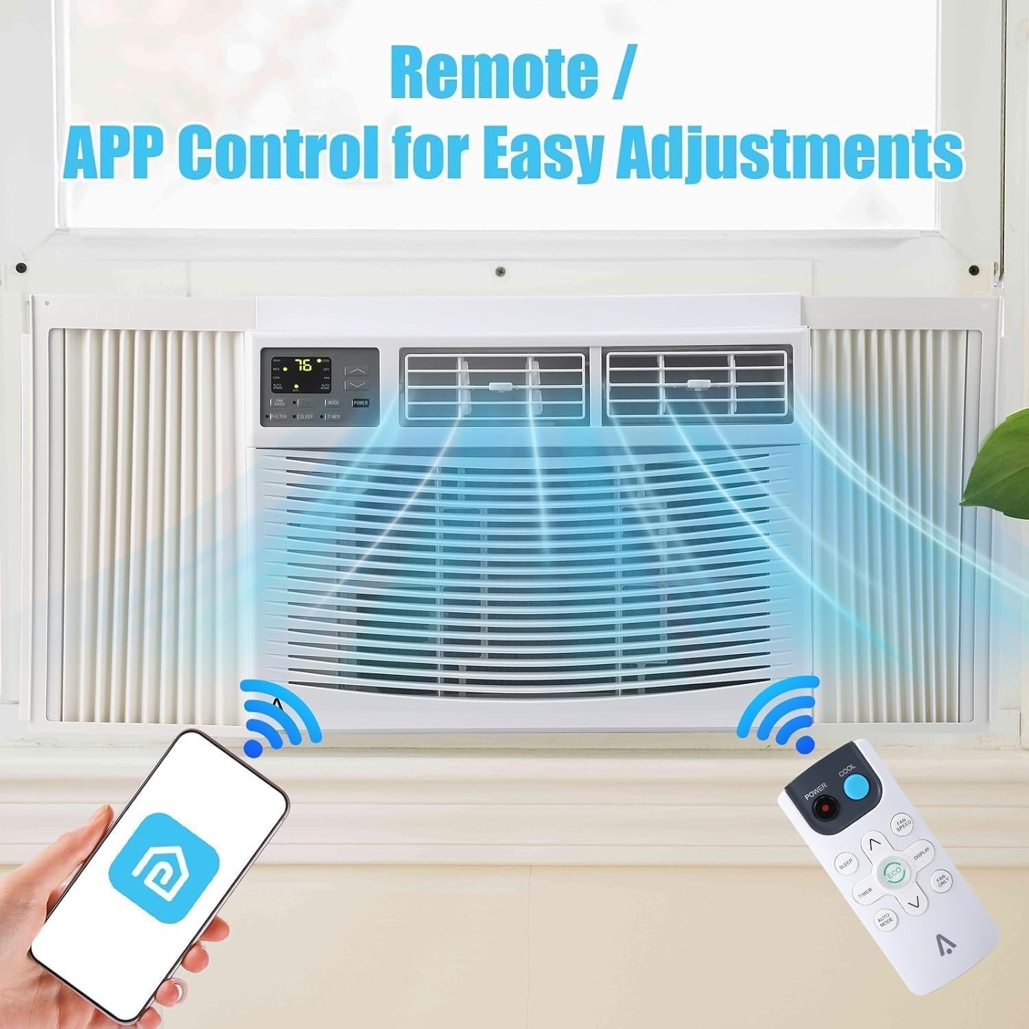 6000-12000 BTU Window Air Conditioner AC Unit w/without WiFi App Remote Control