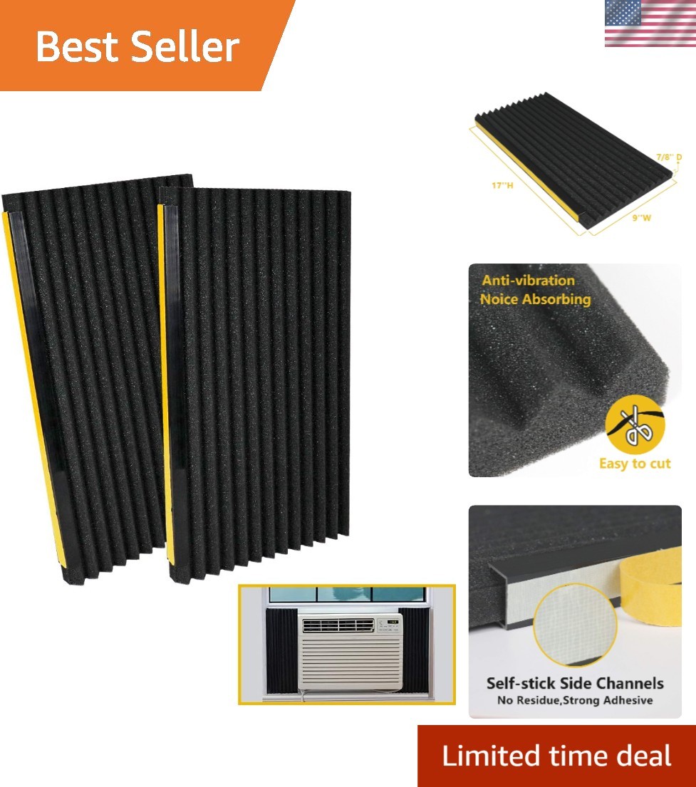 Durable Foam Insulation Panels for Window AC Units | Black, 17in x 9in x 0.87in