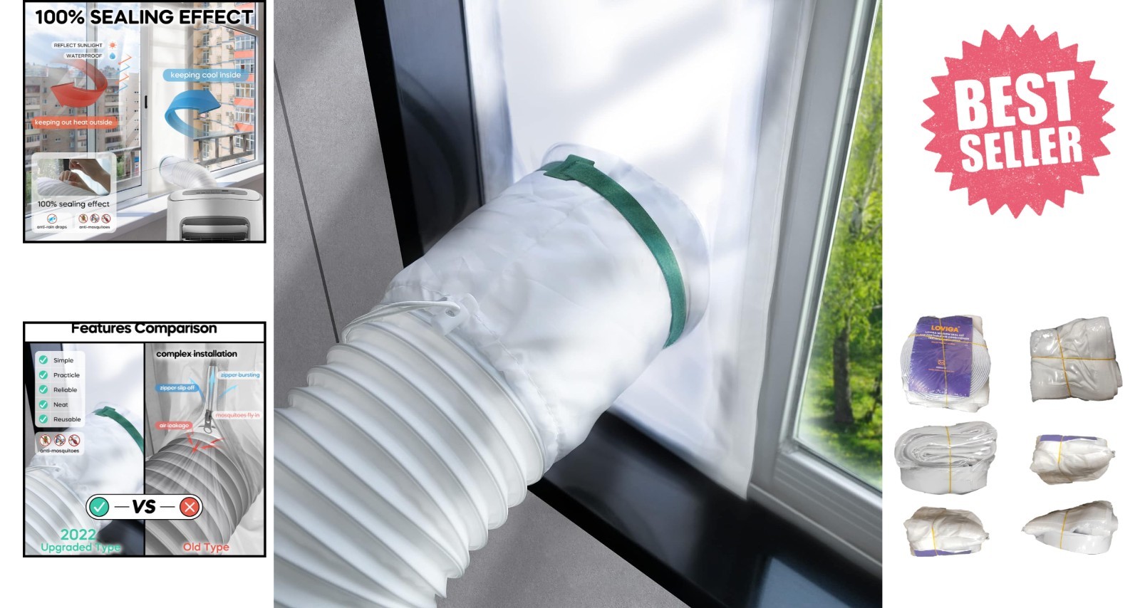 Heavy-Duty Waterproof Window Seal for Portable Air Conditioners – 10×24~36 Inch