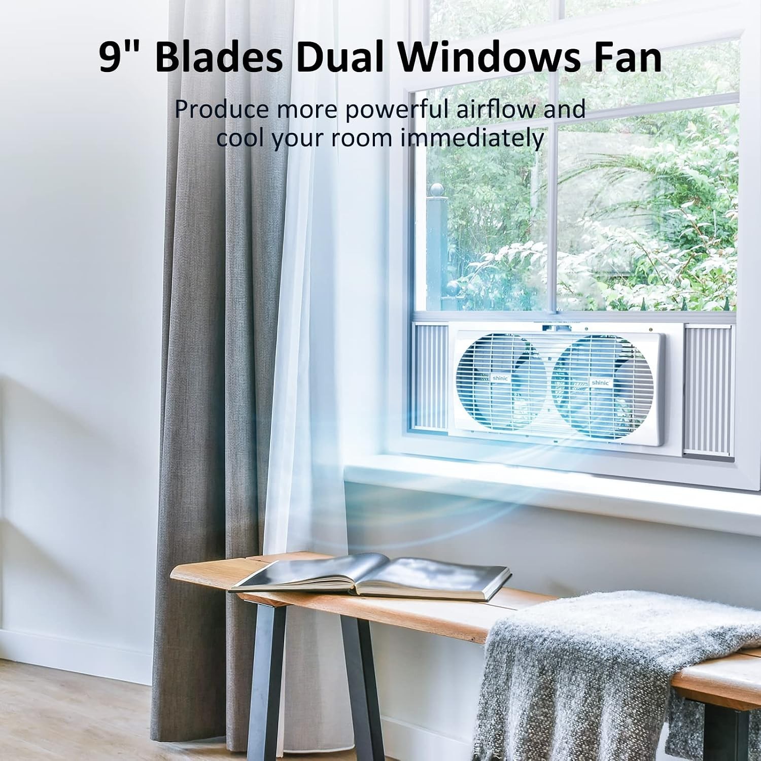 9″ Dual Window Fan,Powerful Cooling,Easy Control,Fits 22″-33″ | Twin Window F…