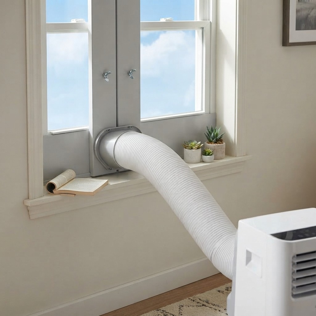 Portable Air Conditioner Window Vent Kit Adjustable Seal 5.9in Hose 59in