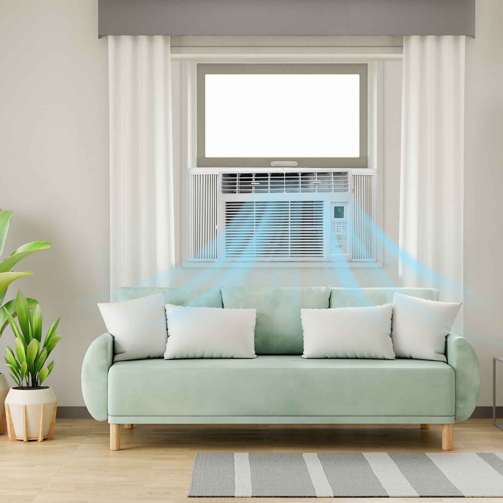 6000 BTU Air Conditioner Window Unit with 24H Timer, Remote Control 115V/60Hz