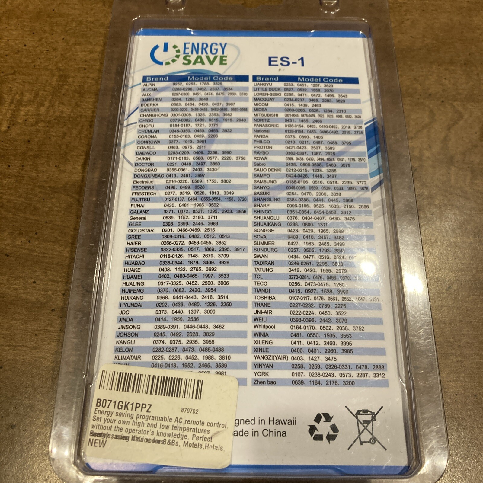 ENERGY SAVE ES-1 Computerized & Programable AC Remote NEW SEALED