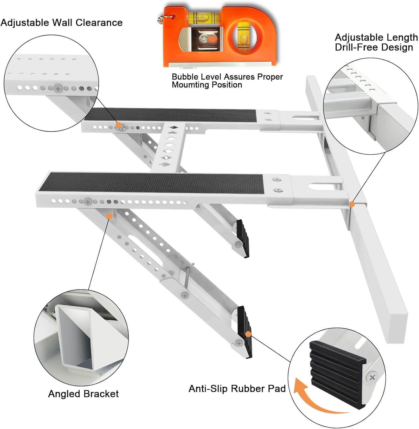 Universal Window Air Conditioner Support Bracket, No Drilling Heavy-Duty AC Wind