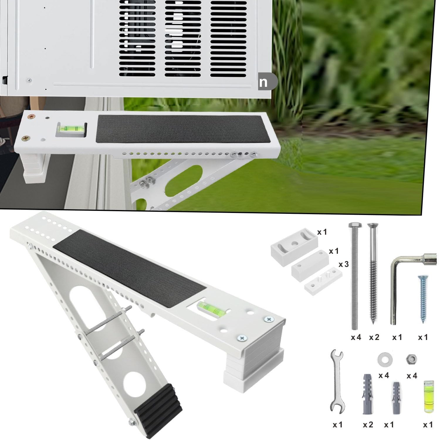 Adjustable Air Conditioner Support Bracket – Anti-Slip Shock Absorbing Mat, Safe