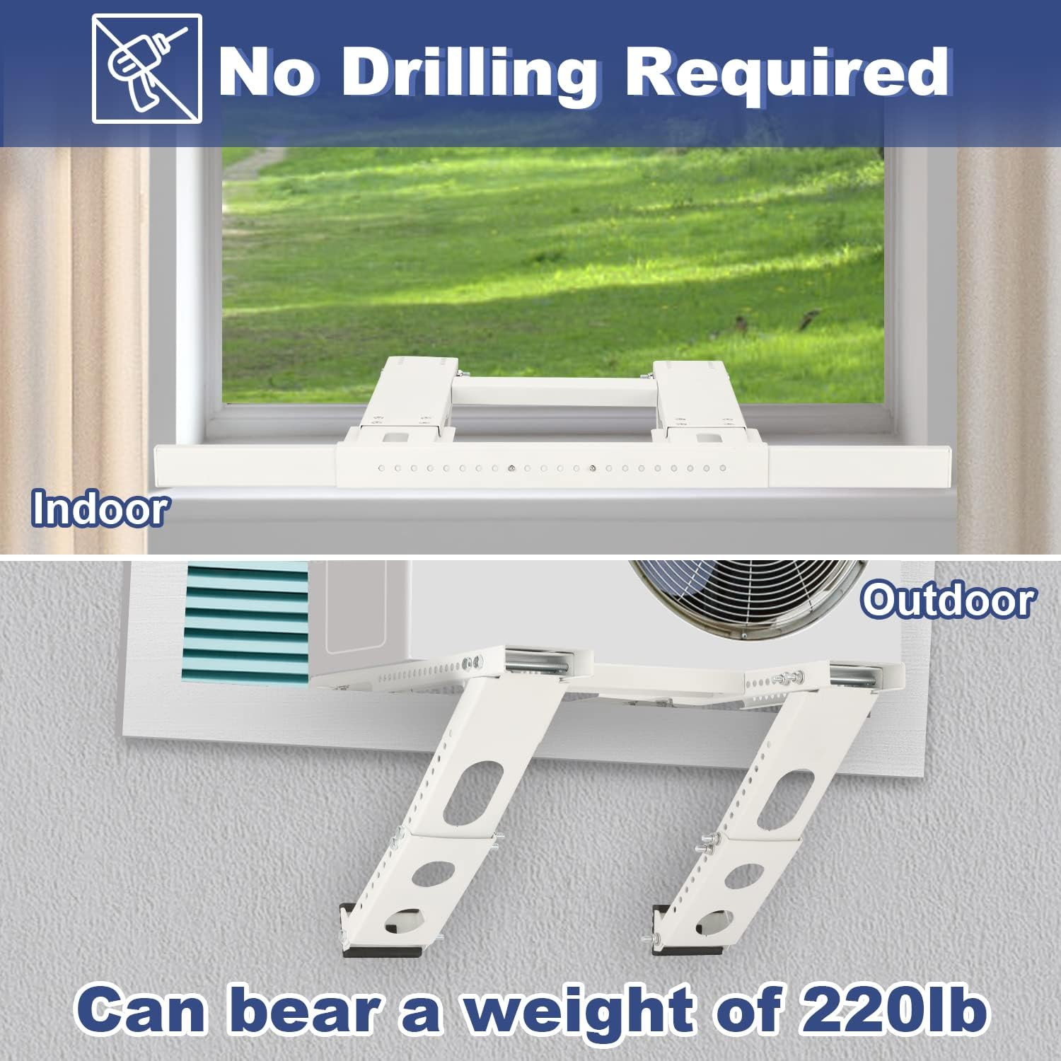 Window Air Conditioner Support Bracket, Universal Ac Window Bracket No Drilling