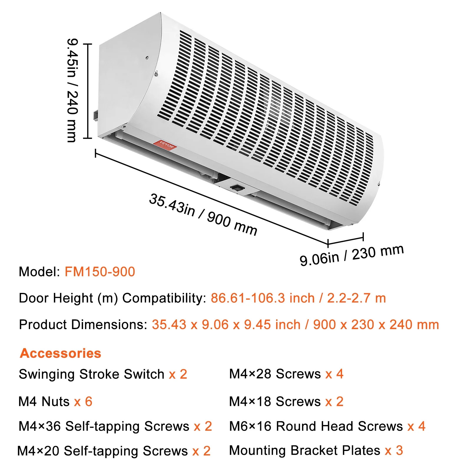 NEW 36″ Commercial 2 Speed Air Curtain w/ Door Switch High Low Fan