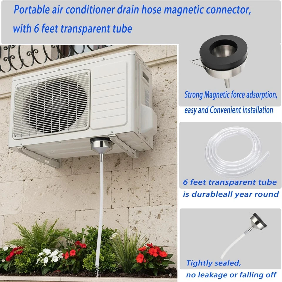 6Ft Magnetic Window Air Conditioner Drain Kit Universal Portable Air Conditioner