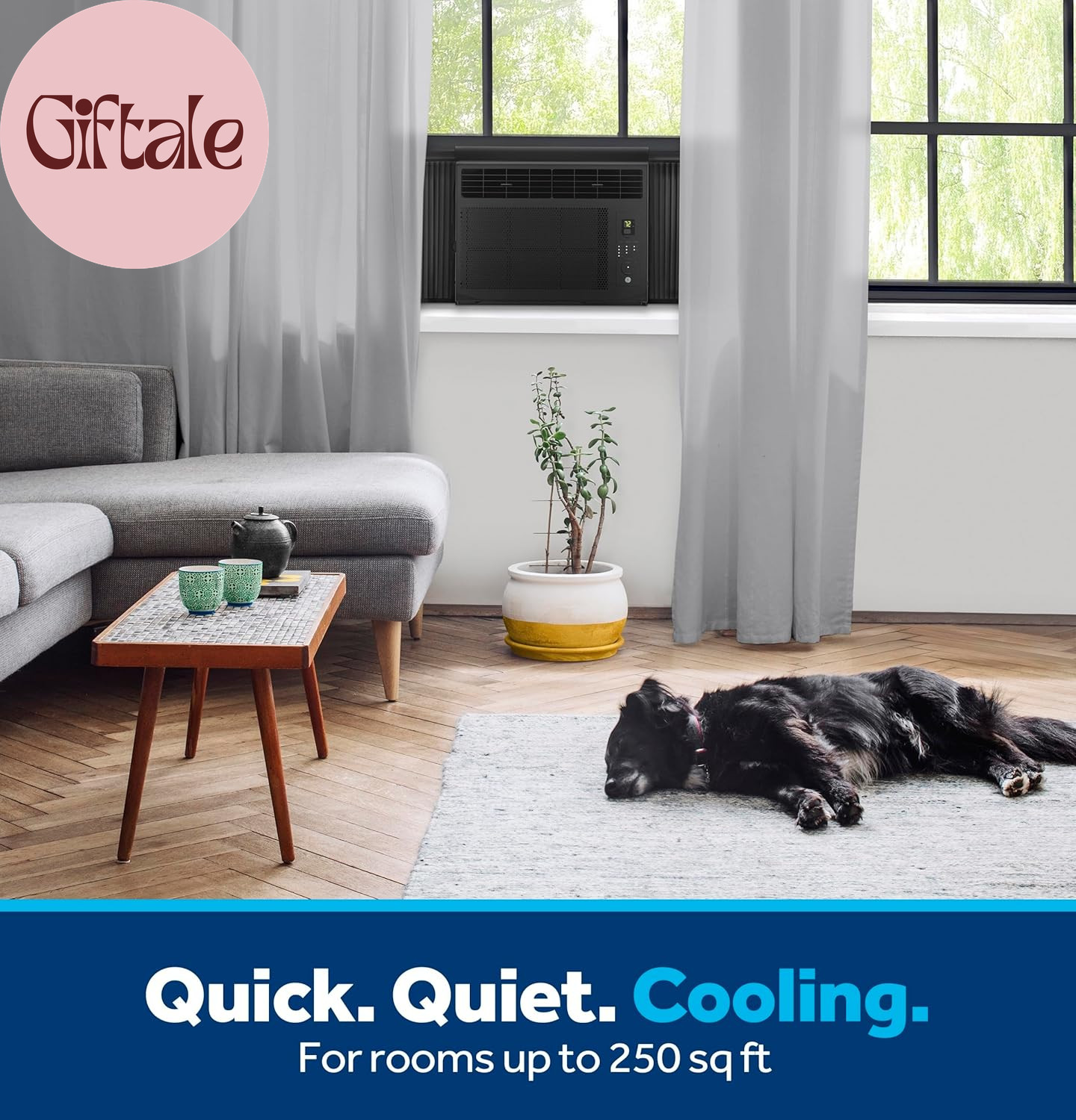6,000 BTU Electronic Window Air Conditioner, Black Compact AC Cools Rooms up to