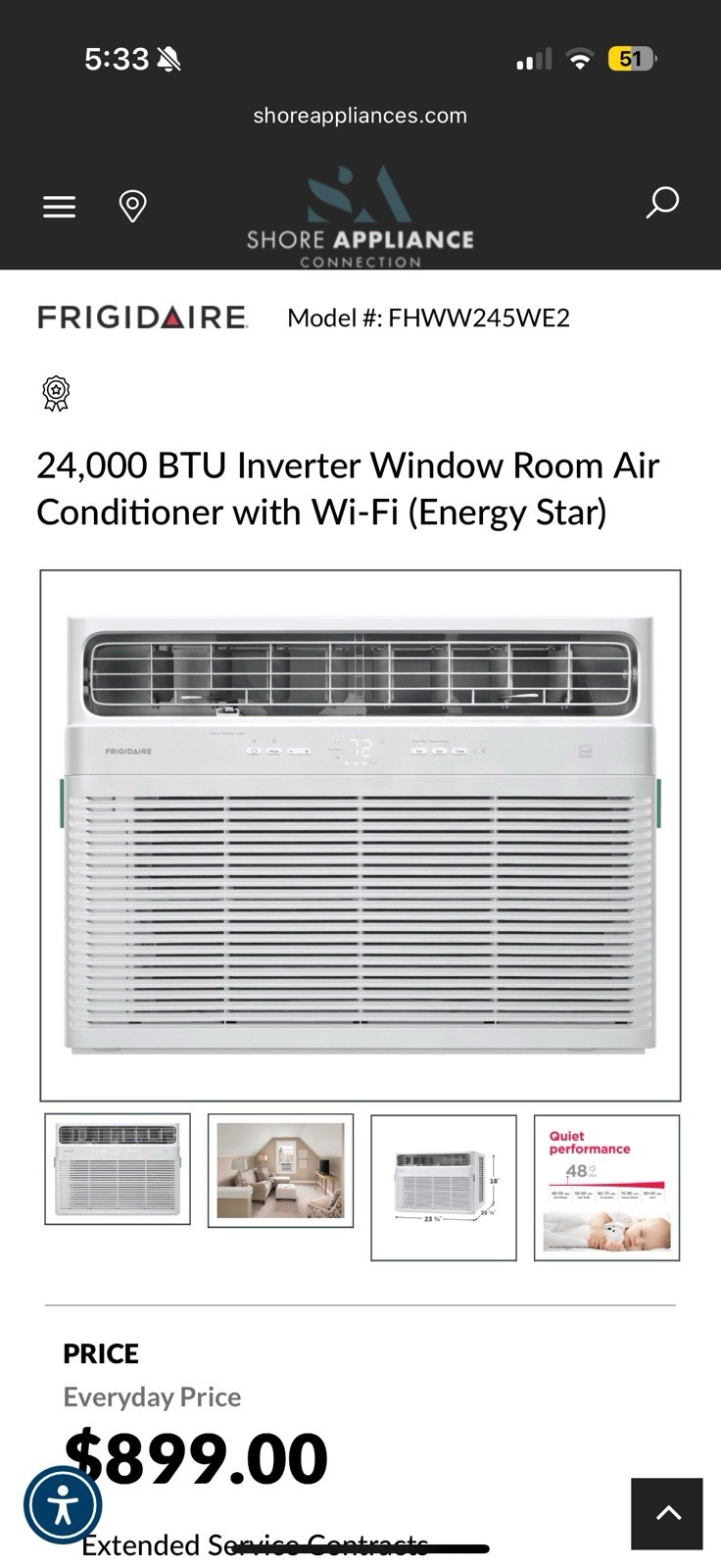 Frigidaire 24,000 BTU 230 Volt Inverter Technology Window Air Conditioner WIFi