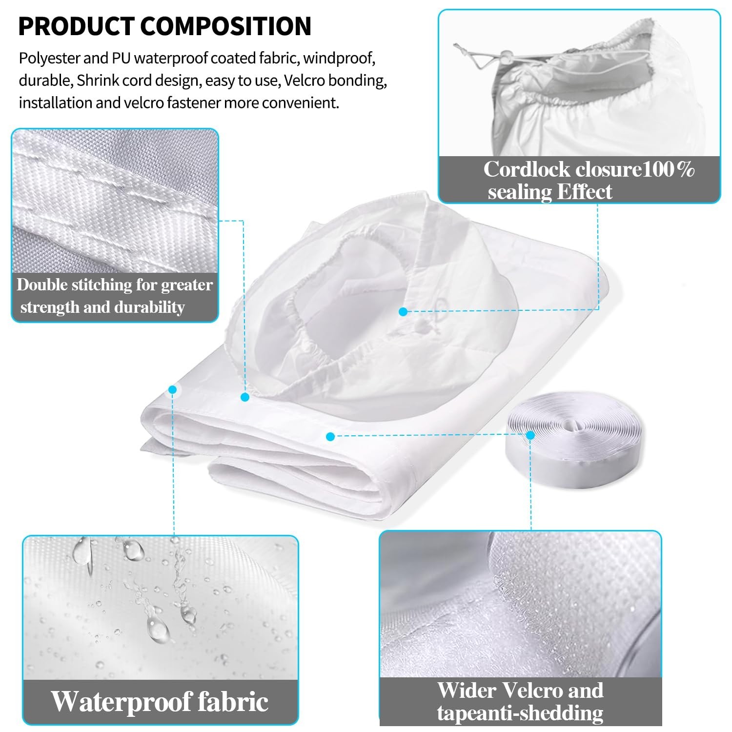 98″ Portable Air Conditioner Sliding Door Seal Kit – Dual Hose Vent Kit for 1400