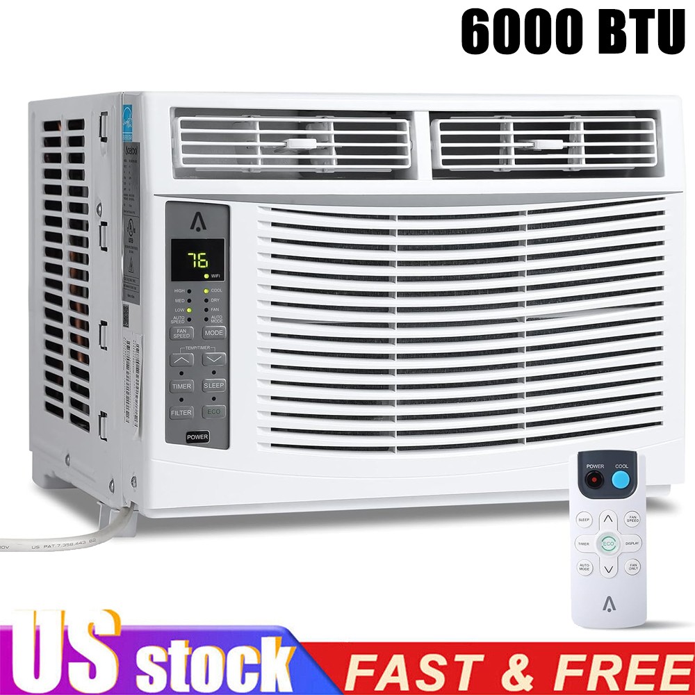 6000 BTU Window Air Conditioner ,Quiet AC Unit with Remote Control ,250 Sq.ft.