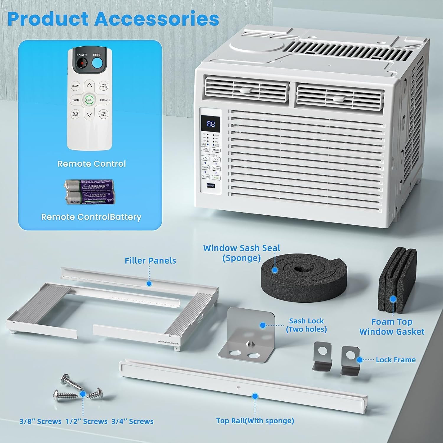 6,000 BTU Window Air Conditioner, Window AC Unit with Remote Control, Cools up t