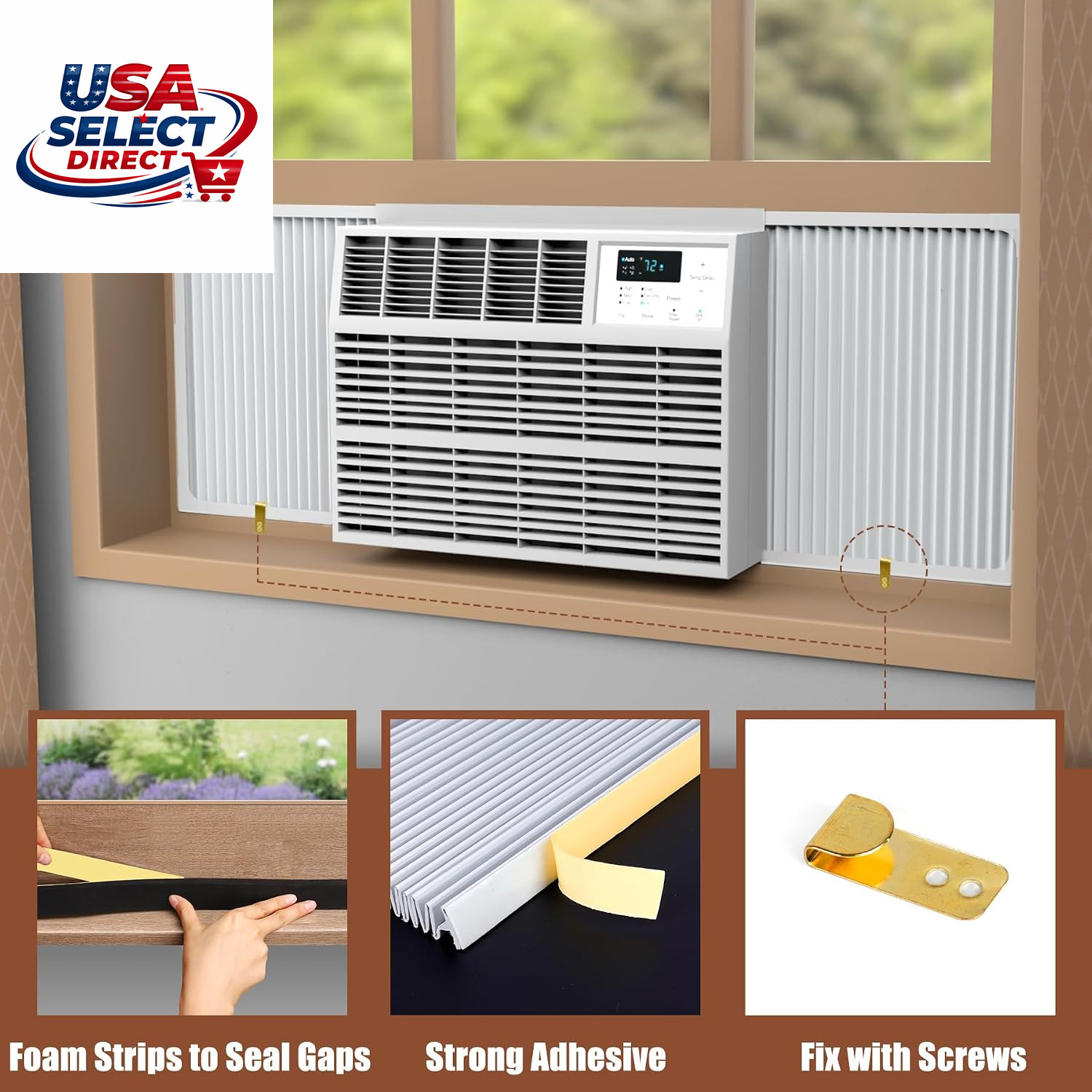 Window Air Conditioner Side Panels Adjustable Frame Seal Kit 5000-14000 BTU