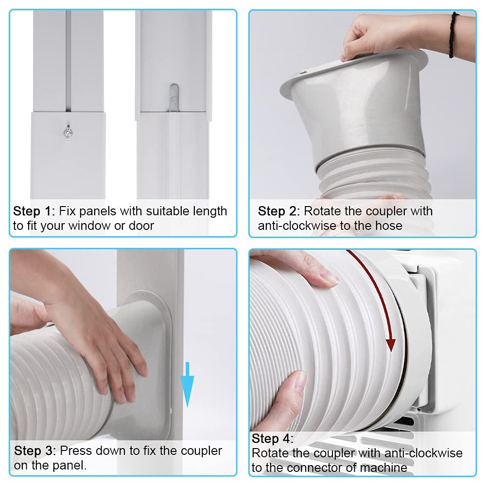 Kerykwan AC Window Vent Kit 5.9” Hose 62” Panel