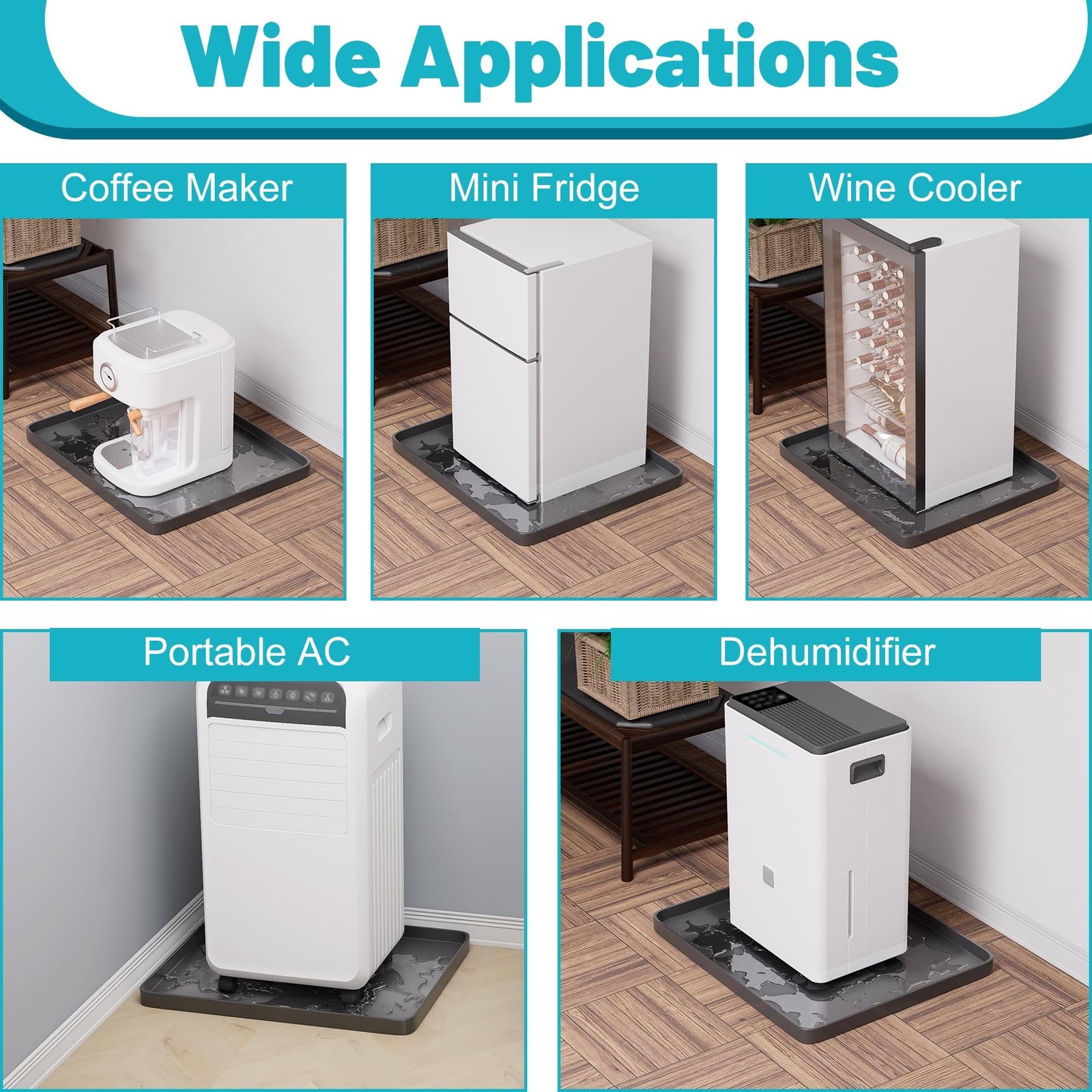 Portable Air Conditioner Drip Pan, 23.6″ x 19.7″ x 0.75″ Non-Slip Large Drip …