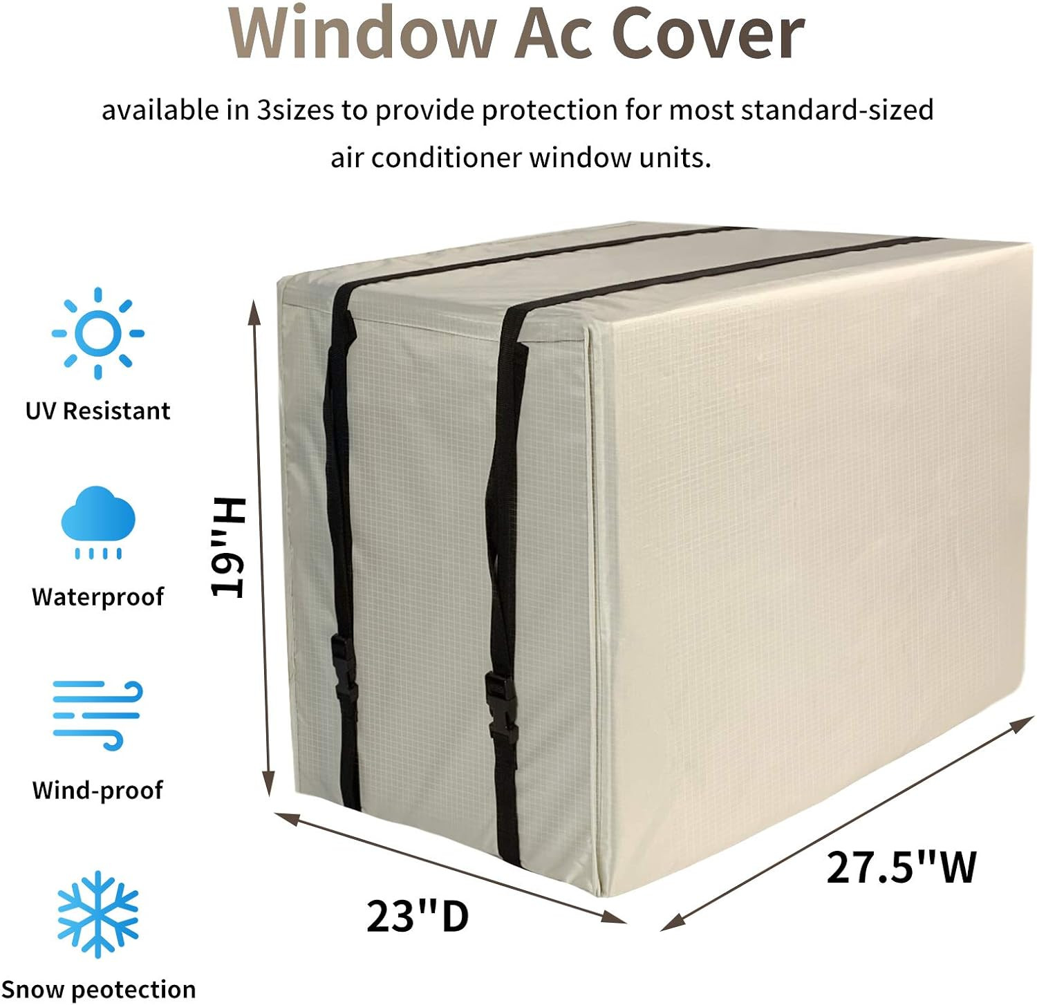 Window Air Conditioner Cover L 27″W X 23″D X 18″H Beige