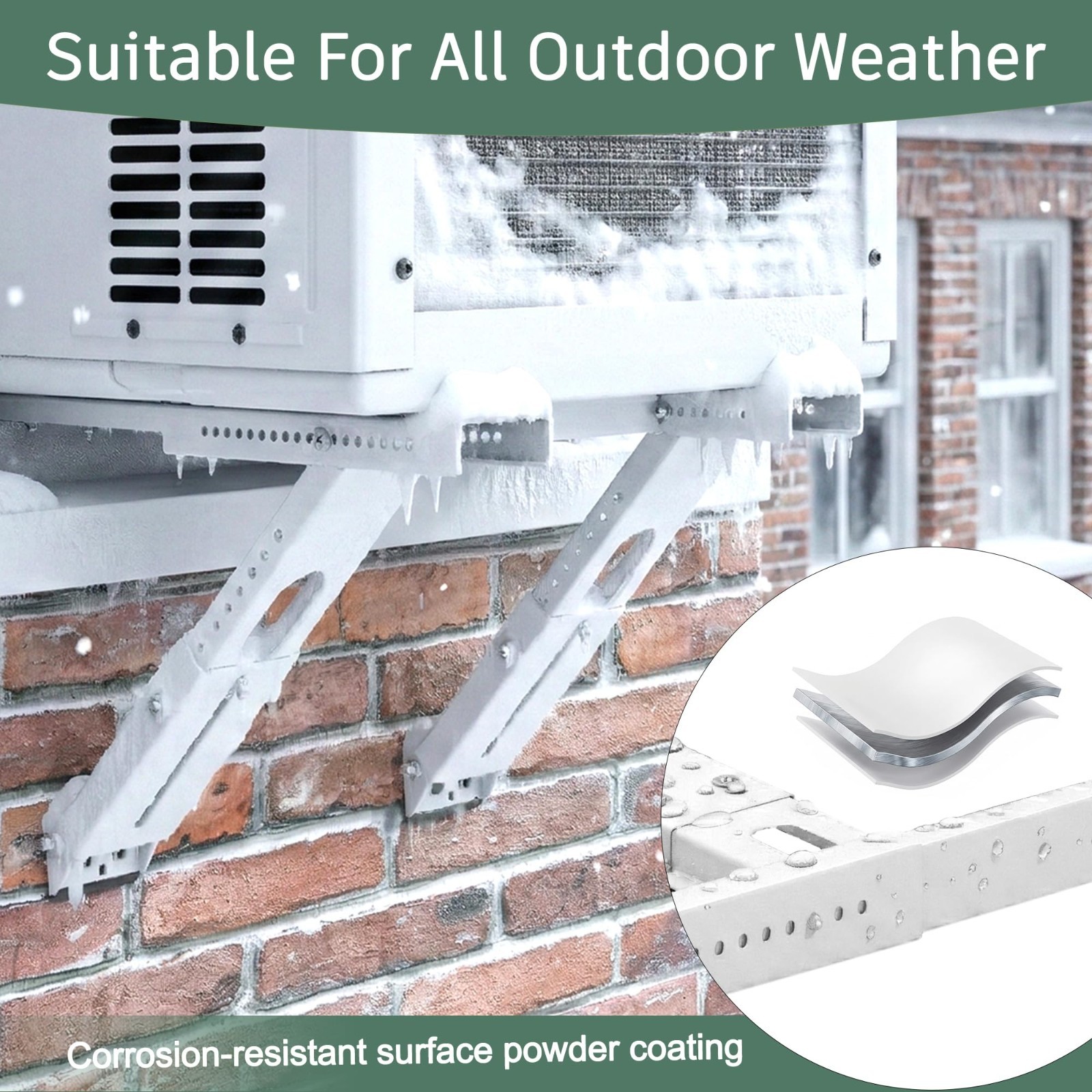 Heavy-Duty No-Drill AC Bracket for Single/Double Hung Windows, Supports 300 lbs,