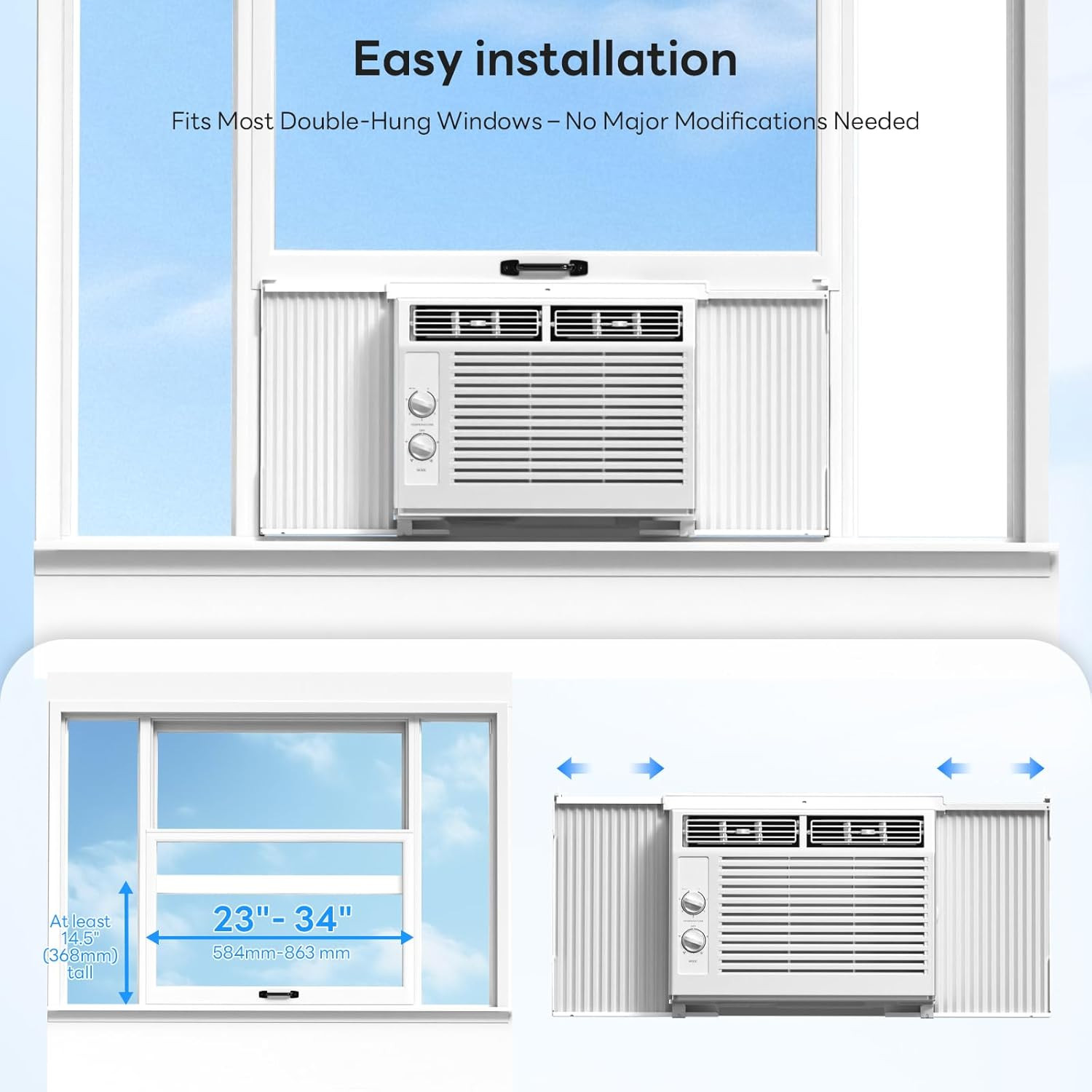 ZAFRO 5,000 BTU Window Air Conditioner Cools up to 150 Sq.Ft.,Window AC Units wi