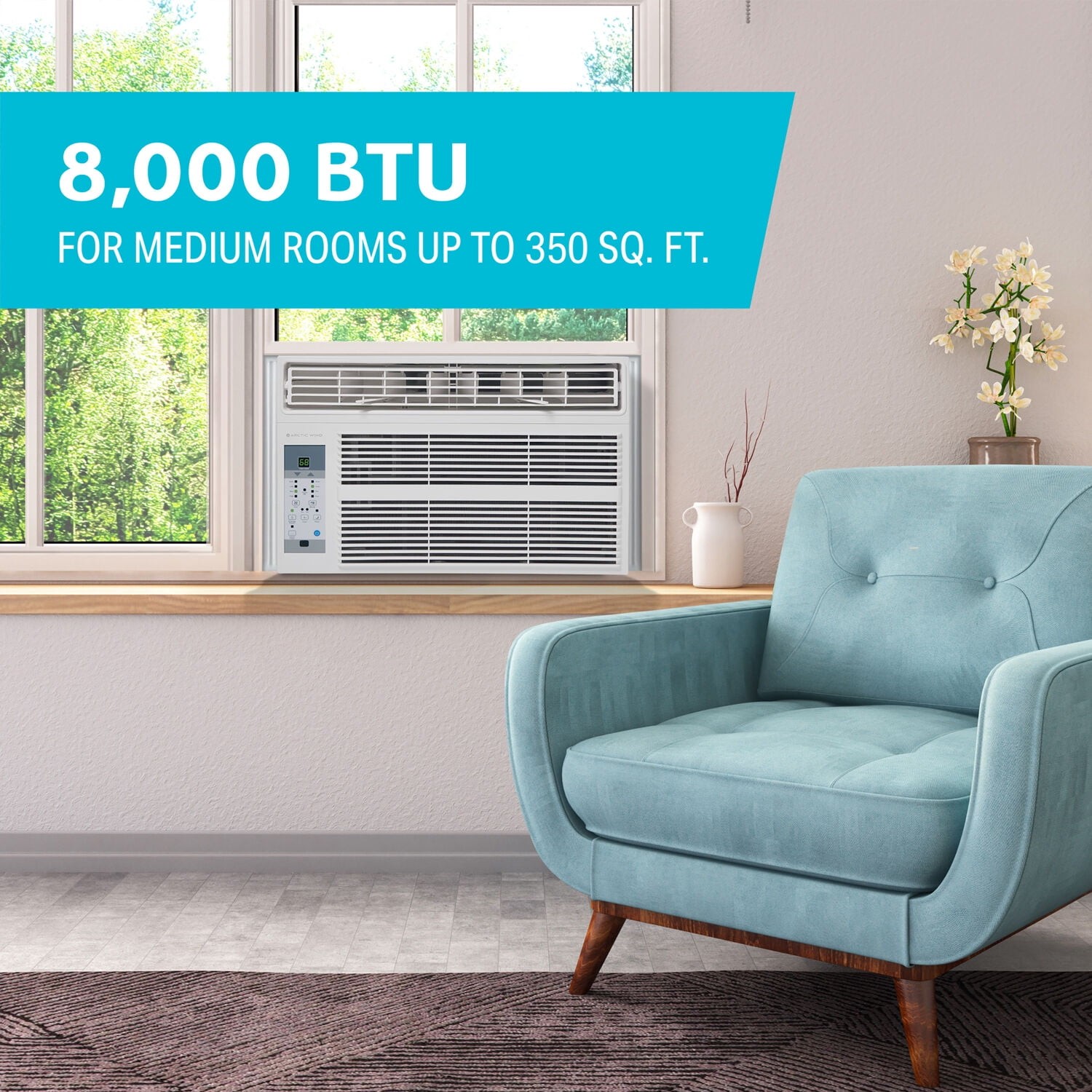 Arctic Wind New 8,000 BTU 350 Sq ft Window Air Conditioner with Remote Control