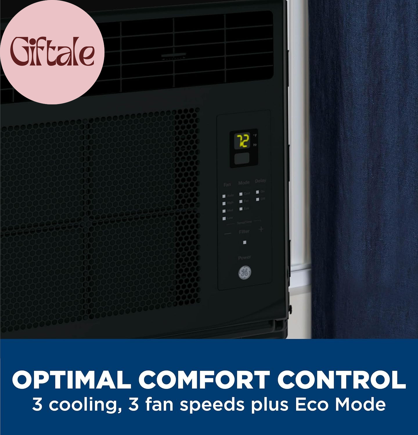 6,000 BTU Electronic Window Air Conditioner, Black Compact AC Cools Rooms up to
