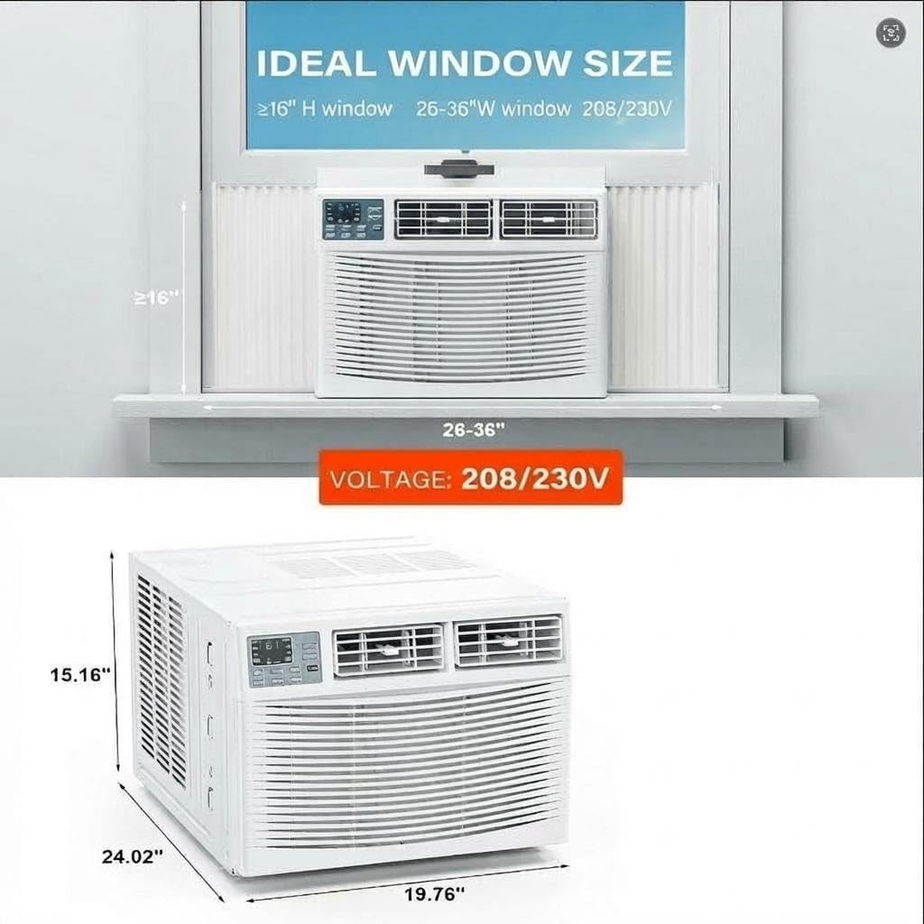12000 BTU Window Air Conditioner Cooling & Heating with Wifi, Up to 550 Sq ft