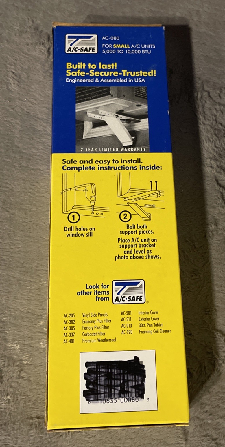 A/C Safe AC-080 Window Air Conditioner Support Bracket for Small Units to 80 lbs