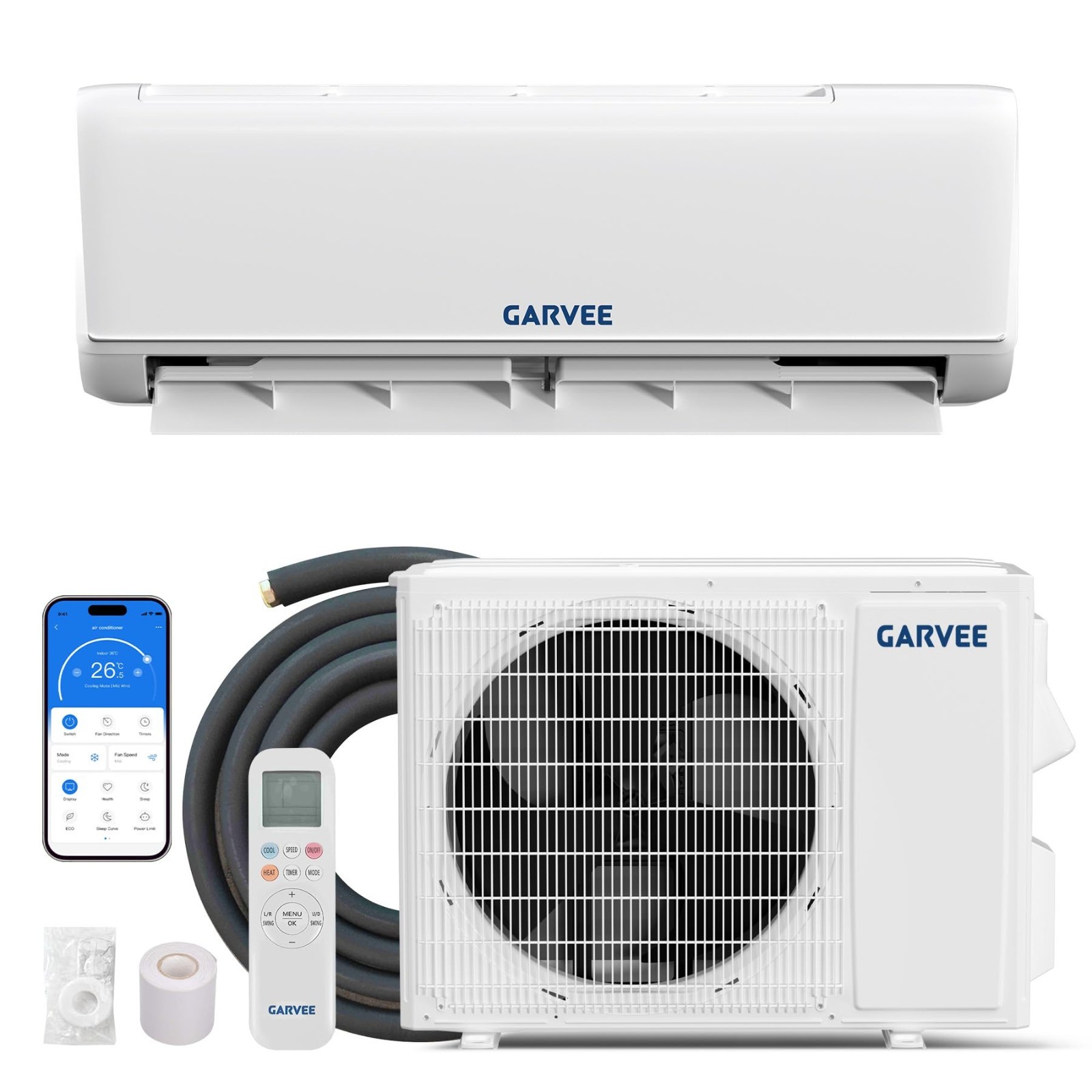 24000 BTU Ductless Mini Split AC Heater 19 SEER2 WiFi Alexa 230V