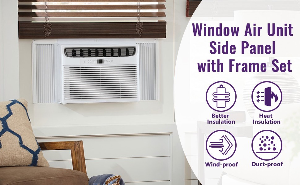 Mxclimate Window Air Conditioner Side Panels with Frame,Window AC 10000BTU