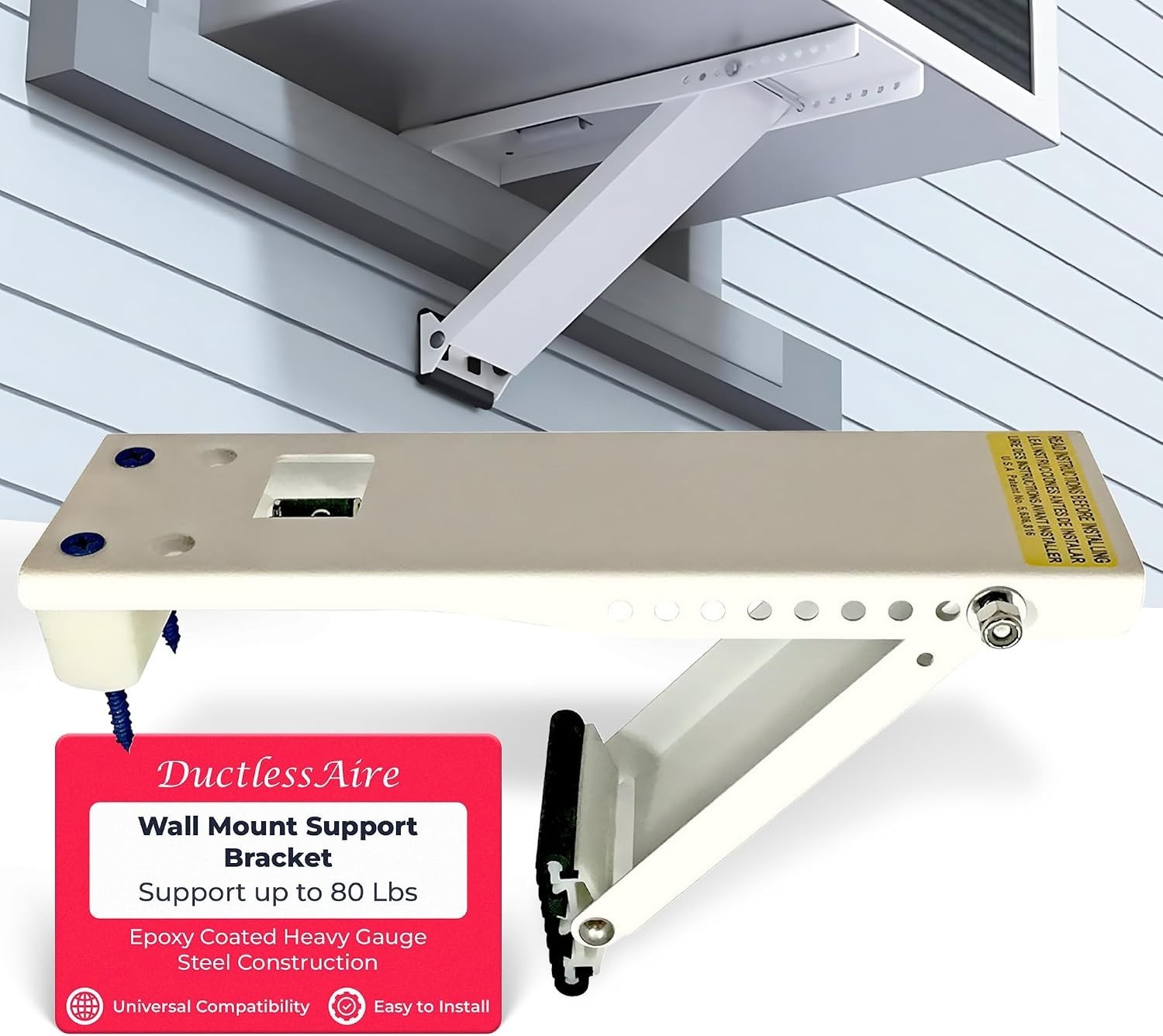 Sturdy Adjustable Wall Mount AC Bracket for Window & Mini Split Units – 80 lbs