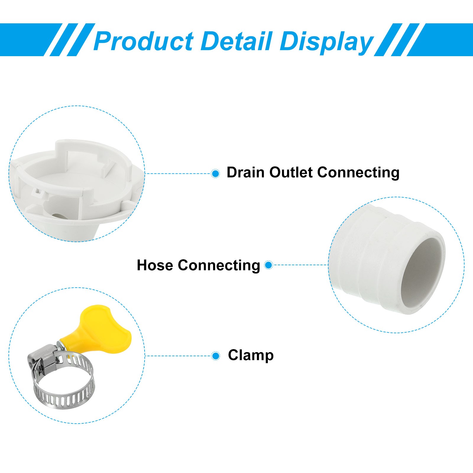 4 Pack 42mm Air Conditioner Drain Hose Connector with Clamp White Style 1