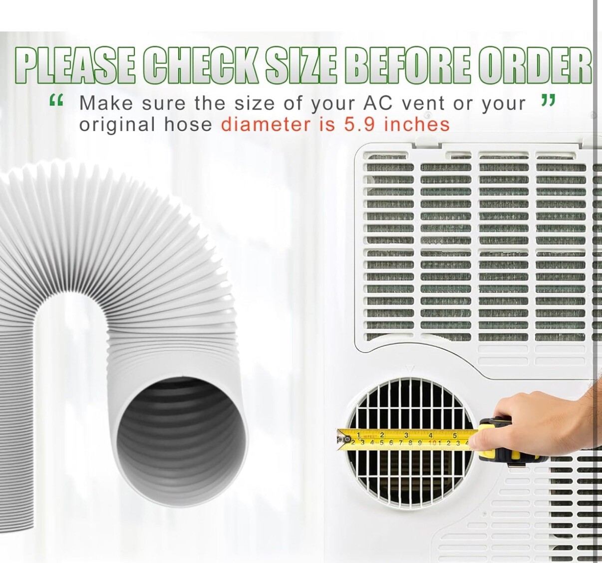 Portable Air Conditioner Window Vent Kit 5.9” Exhaust Hose Sealing Tape