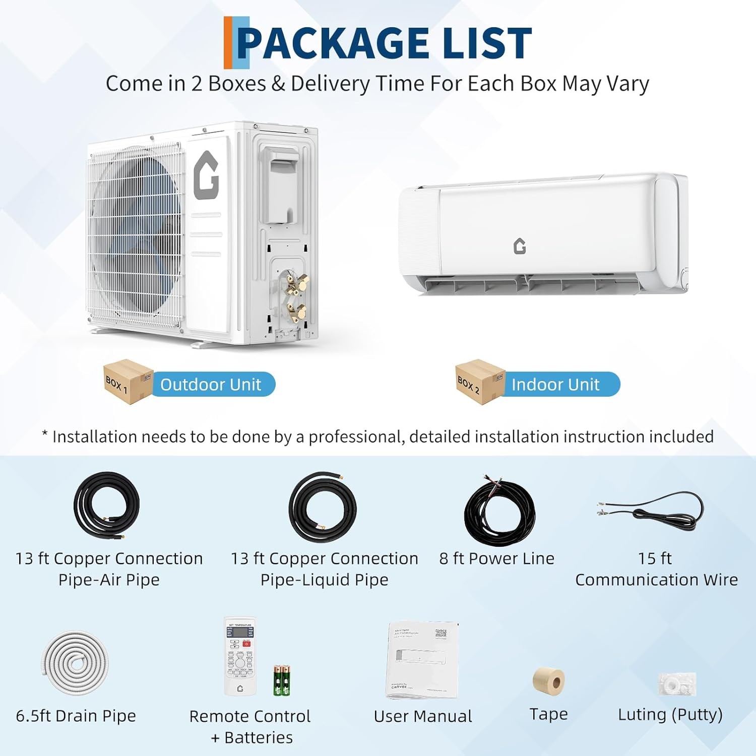12000BTU,18.5 SEER2 230V Mini Split Air Conditioner & Heater,WiFi,Remote Control
