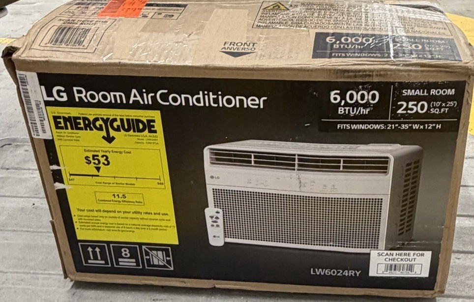 LG LW6024RY 6000 BTU Window AC White Remote Timer 115V 200-250 sq ft
