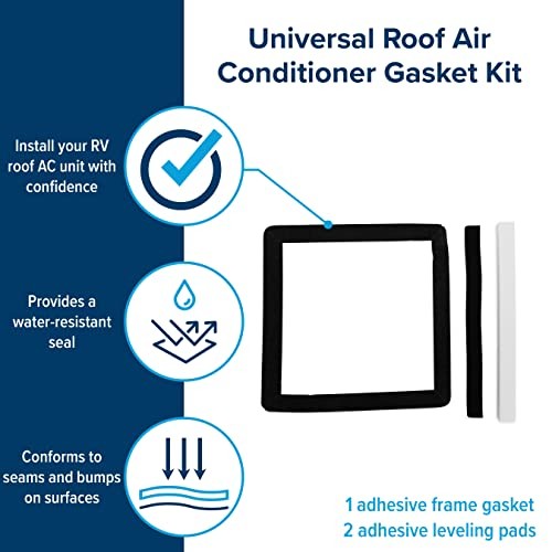 Camco 25071 RV Roof AC Gasket Kit 14 Inch Universal Waterproof Seal Black Rubber