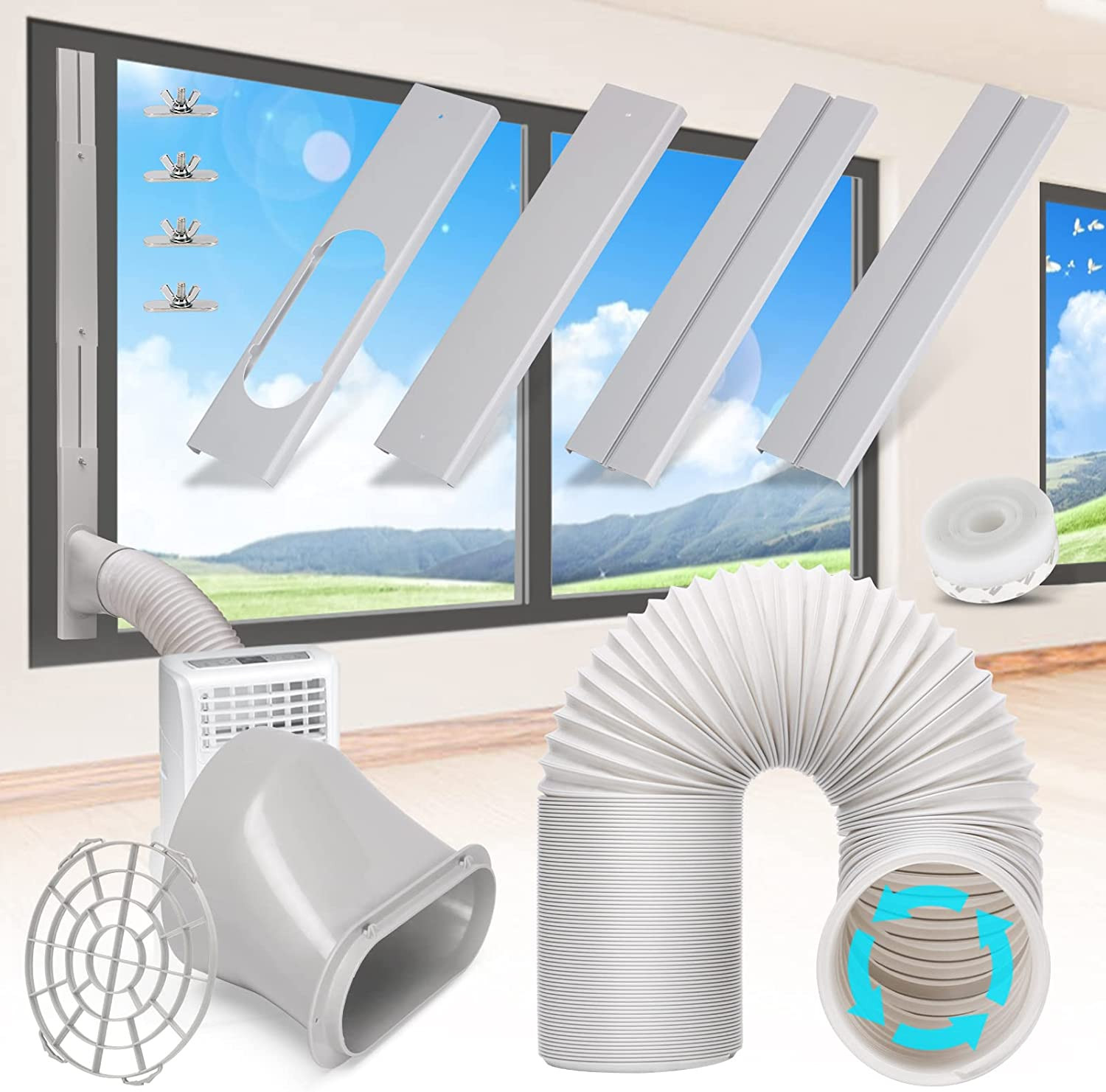 Portable AC Window Vent Kit with 5.9″ Portable Air Conditioner Exhaust Hose | St