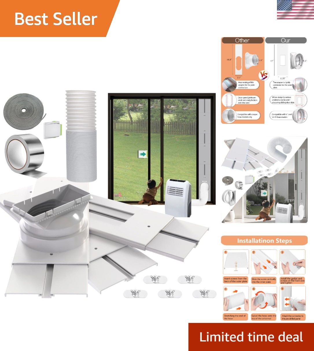 Universal Portable AC Vent Kit – Easy Setup, Security Lock & Weather Stripping