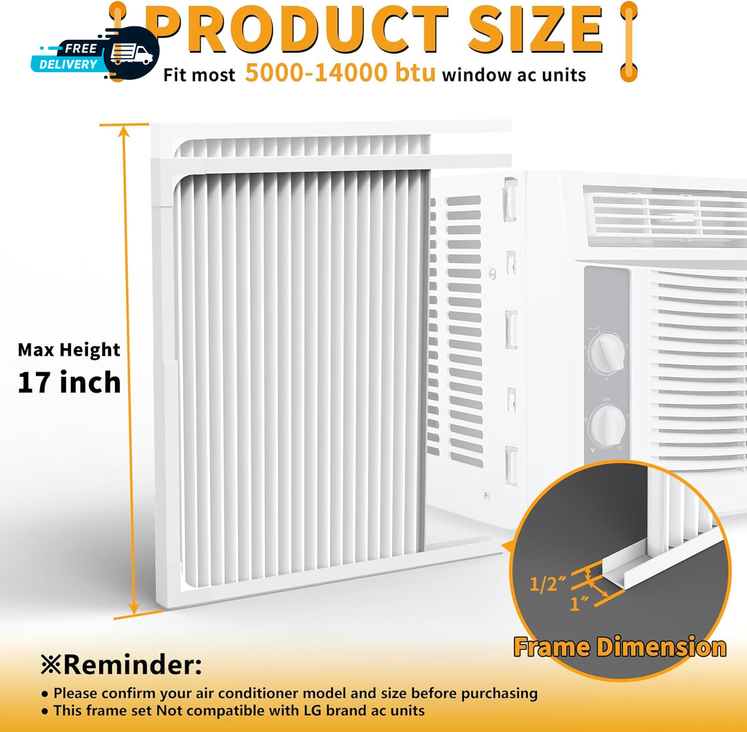 Adjustable Window Air Conditioner Side Panels and Frame Set Extra Wide