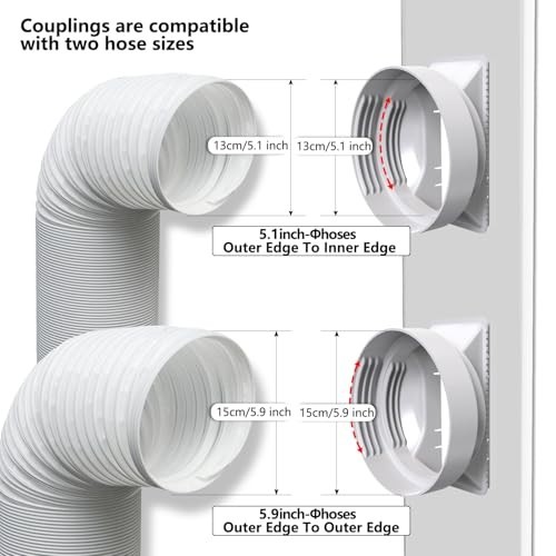 Sliding Door AC Vent Kit with 5.9″ Hose, Filter Screen & Weather Stripping