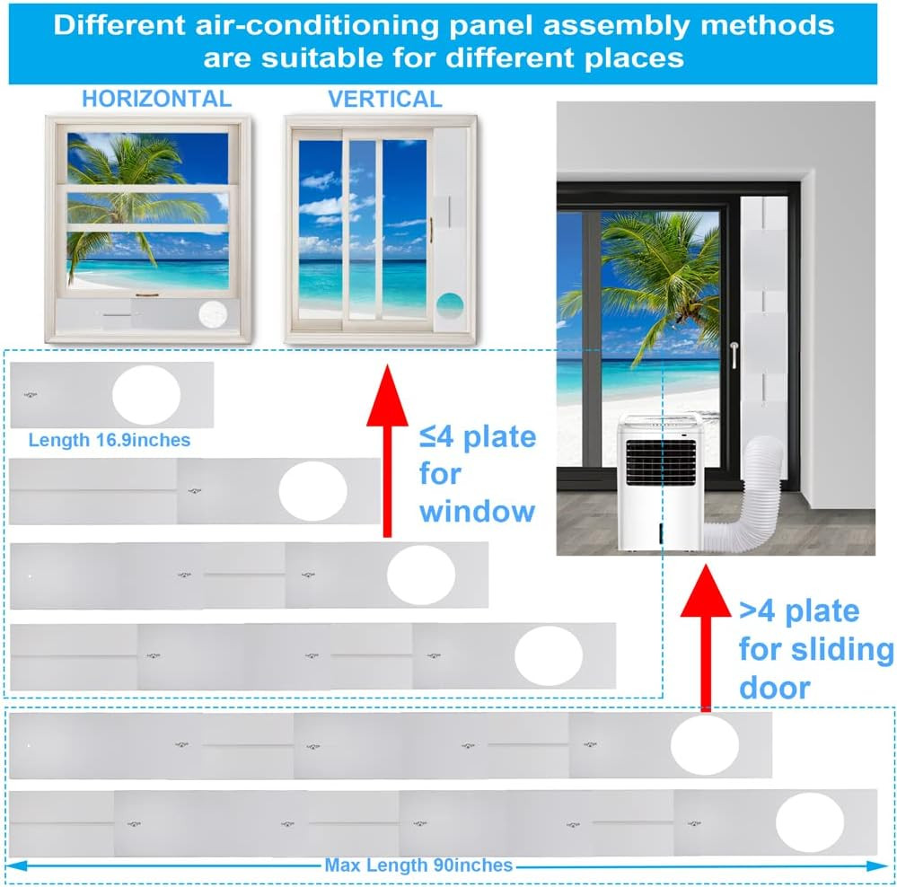 Portable Sliding Door Air Conditioner Kit, New Upgrade Door AC KIT, Adjustable A