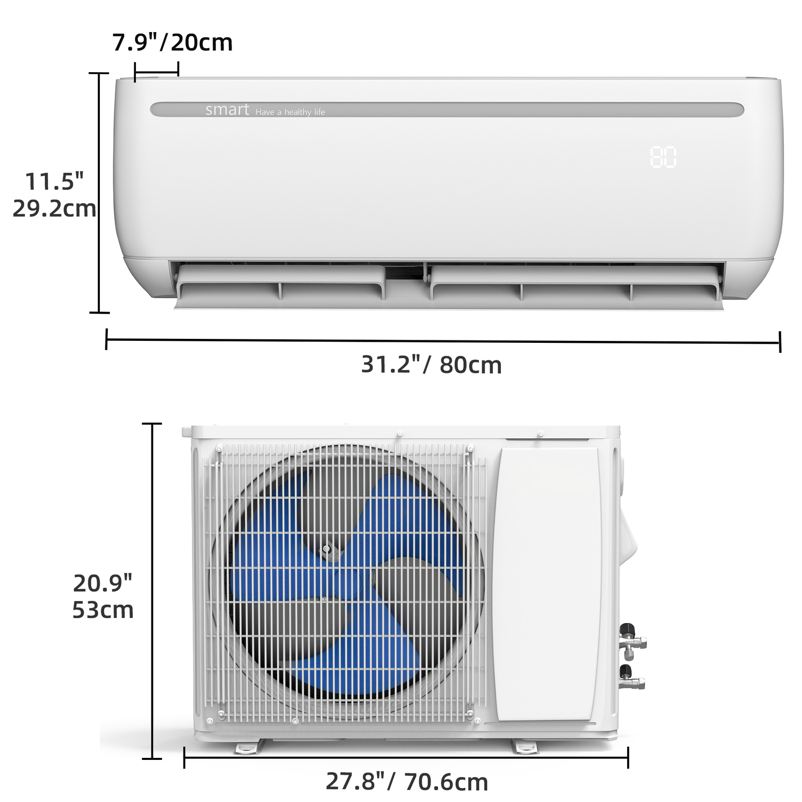 9000 BTU Mini Split Air Conditioner Cool Heat Pump19 SEER 110V Wifi Ductless Kit