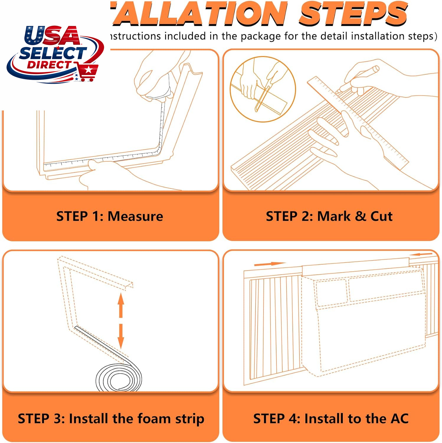 Window AC Side Panels Insulation Kit, Adjustable 17″ H x 10″ W, 2 Pack